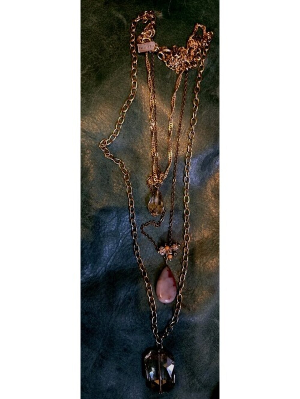 The Limited Womens 32" Chain Necklace Brooch Pin Triple Chain Vintage Unique